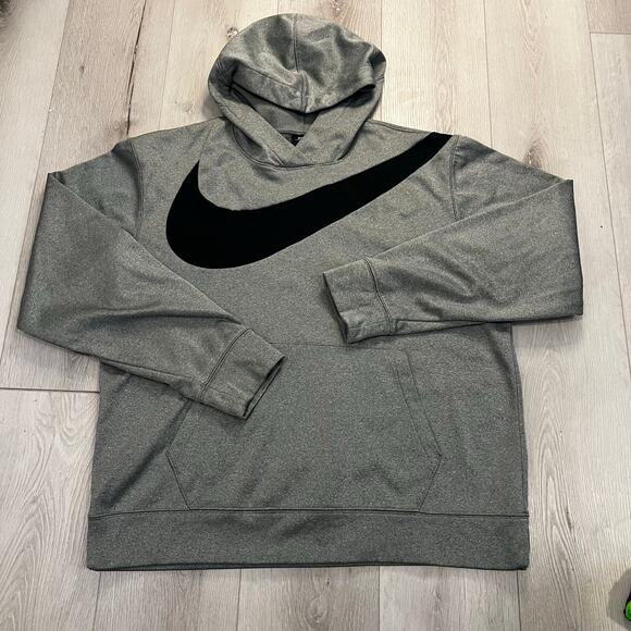 Nike Dri-fit Lightweight Hoodie Men’s Size Large Gray Swish Logo - Picture 1 of 6
